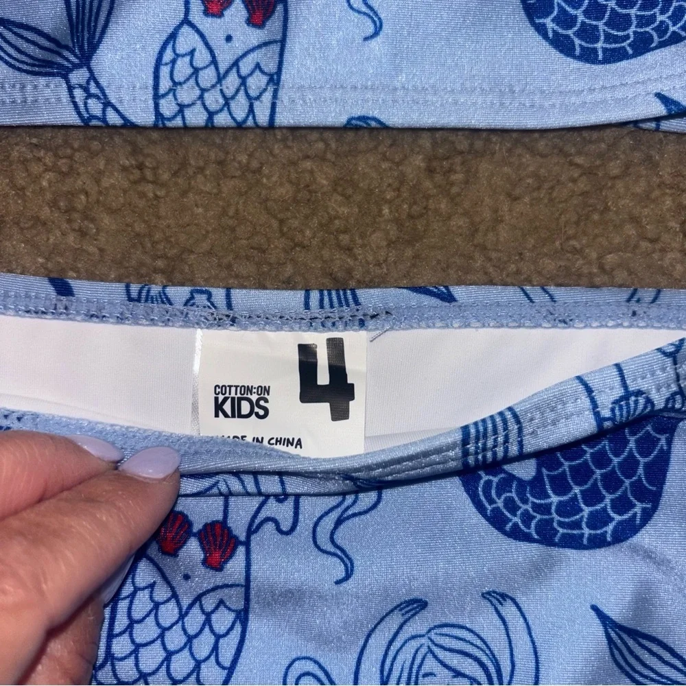Cotton On Kids Peggy Dawn Mermaid Print Kids Swimsuit bikini Blue